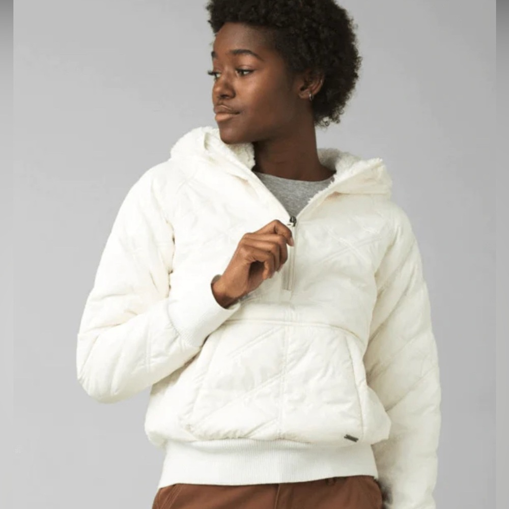 Prana Off White Sherpa Hoodie Jacket